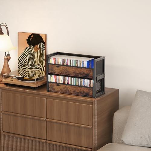 Papagiftree video game cases organizer box double stacked for vertical storage
