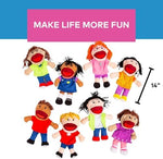 Full set of eight 14 inch multicultural kids puppets