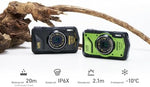 Rear view of Pentax WG-8 featuring the wide-frame LCD monitor