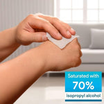Large sterile alcohol swabs for skin cleaning before injections and medical procedures