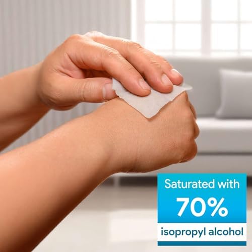 Large sterile alcohol swabs for skin cleaning before injections and medical procedures