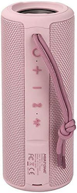 Miatone waterproof wireless speaker showing mesh fabric and control buttons