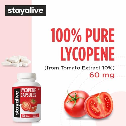 STAY ALIVE Lycopene antioxidant complex 120 vegetable capsules packaging for men.