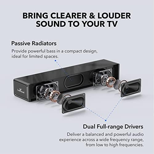 Larksound soundbar mounted on wall under television