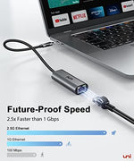 Uni Type-C to network LAN adapter displaying the durable braided nylon cable.