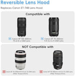 Side profile of JJC LH-74B bayonet mount lens hood