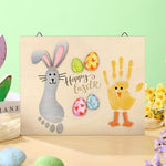 Back view of the premium quality imported Wonderjune wooden Easter sign showing secure hanging attachments