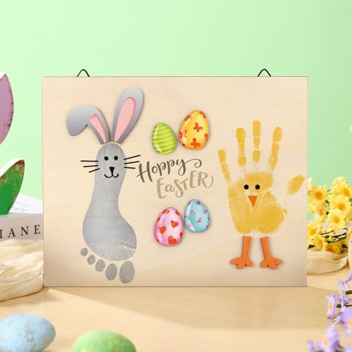 Back view of the premium quality imported Wonderjune wooden Easter sign showing secure hanging attachments