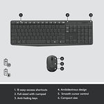 Logitech wireless keyboard and mouse packaging showing battery life details