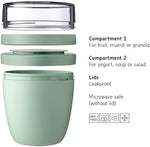 Mepal lunchpot showing separate upper and lower compartments