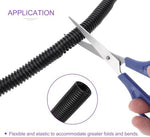 DMiotech flexible black polyethylene cable management sleeve protecting home office electrical cords.