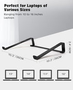 Side view of elevated laptop holder demonstrating ergonomic eye level viewing angle.