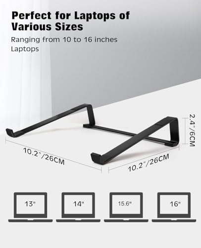Side view of elevated laptop holder demonstrating ergonomic eye level viewing angle.