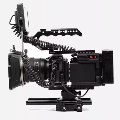 ZTIANFOTO FusionRig FX3 camera cage expansion module showcasing the isolated screen storage area with shock-absorbing foam.