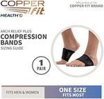 Two-pack Copper Fit Health Arch Relief Plus wraps displayed on a white background.