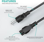 Lordtronics laptop power cable showing the durable molded strain relief connectors.