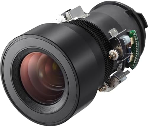 Side angle view of the authentic NEC medium throw zoom lens showing mounting mechanism.