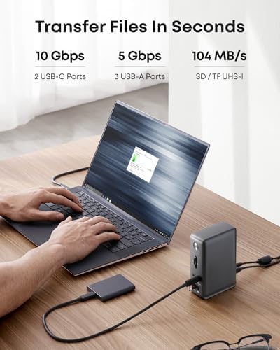 Anker 13-in-1 laptop charging hub package contents including the heavy duty 135W power adapter