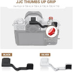 JJC ergonomic metal thumbs up handle with matching concave soft shutter button.