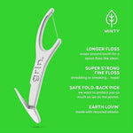 Demonstration of the safe fold-back toothpick mechanism at the base of the Grin oral care flosser.
