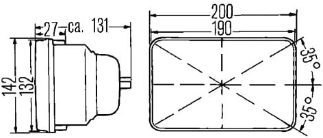 Side profile of Hella H4 halogen conversion headlamp for automotive upgrade