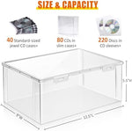 Tutata plastic storage box containing various media including audio cassettes and slim cases
