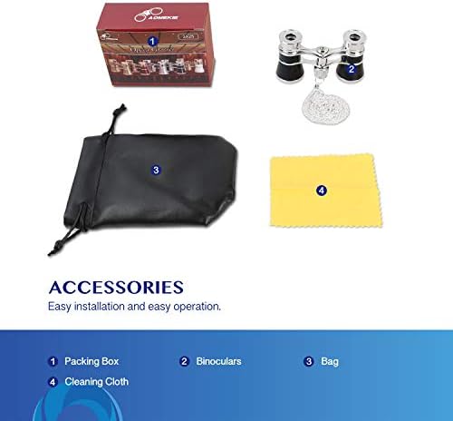 Aomekie authentic imported theater glasses packaging contents including protective chain