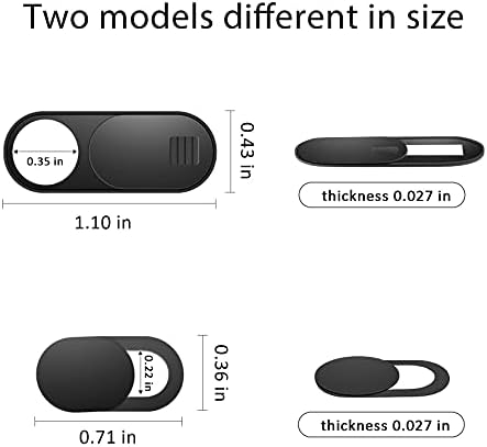 Six pack webcam privacy shield showing two different dimensions for multiple devices