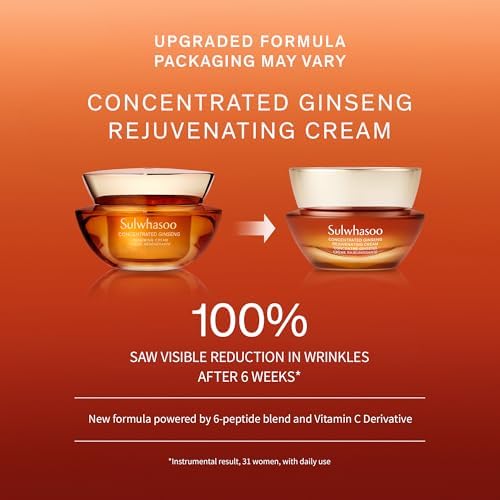 Sulwhasoo Korean ginseng and peptide face cream jar open showing rich silky texture
