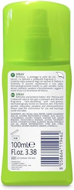 Natural baby anti mosquito spray bottle with lemon balm and andiroba oil ingredients