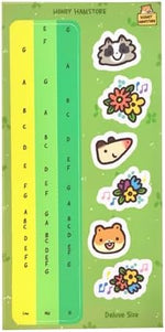 Detailed view of multicolored solfège note labels for Otamatone Deluxe