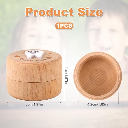 Peutier wooden tooth keepsake box lid with 3D tooth design
