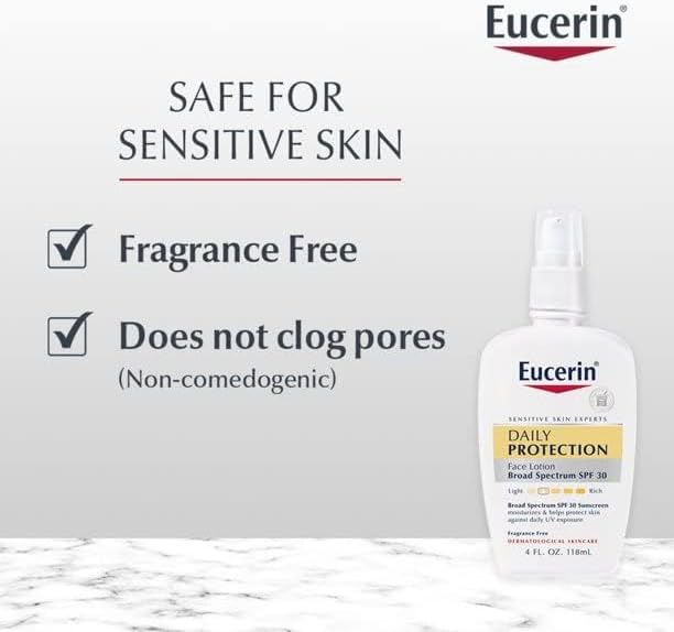 Side profile of Eucerin Daily Protection four fluid ounce bottle