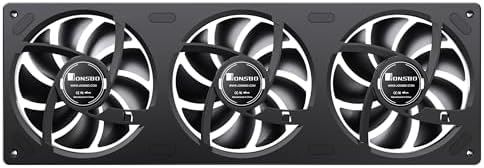 Angled view of Jonsbo black case fan highlighting the thousand layer mirror illusion