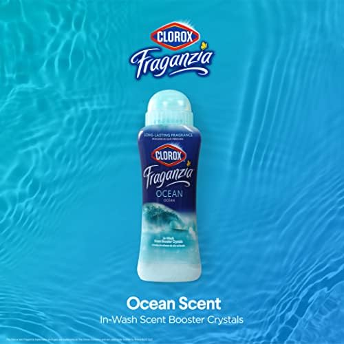 Clorox Fraganzia in wash fragrance beads in ocean scent bottle angled view