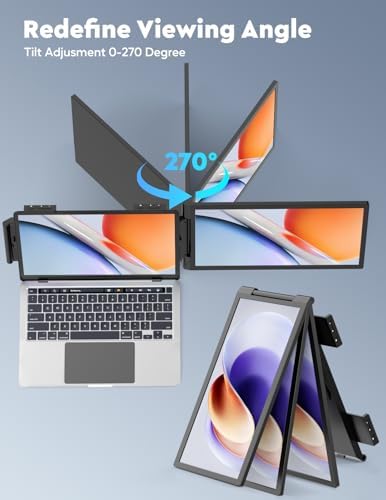 HONGO portable dual monitor screen folded flat next to a sleek carrying sleeve demonstrating lightweight travel compatibility