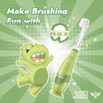 Papablic baby electric toothbrush with illuminated smart LED timer light showing extra soft bristles.