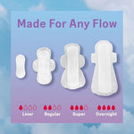 Side view of August thin panty liner showing eight absorbent layers