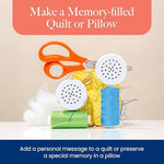 VoiceGift DIY craft sound device displayed alongside memory pillows and custom stitched sewing projects