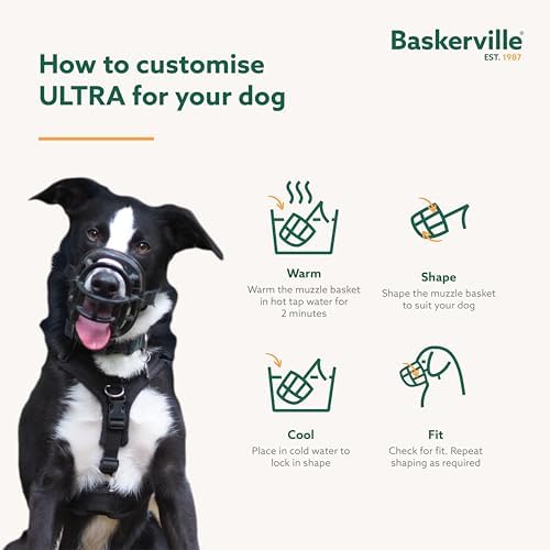 Baskerville large dog muzzle custom heat shaped fitting close up