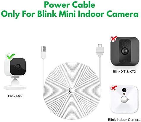 Zeshbit extra long seven point five meter micro USB security camera charging cable plugged into a white smart camera.