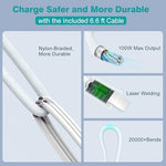 Close-up detail of the durable nylon braiding on the MARSDOCK 6.6 foot fast charging cable.