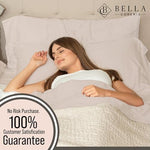 Detailed shot of the durable double stitching on the hem of the bella coterie luxury flat sheet
