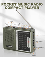 Handsider transistor radio in olive green finish