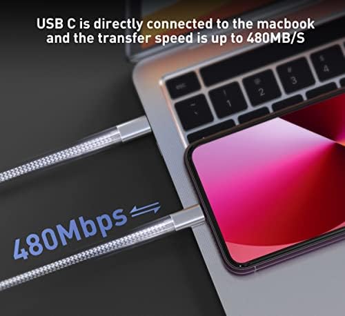Side profile of the premium silver MenoSupp iPhone cord pack for data transfer
