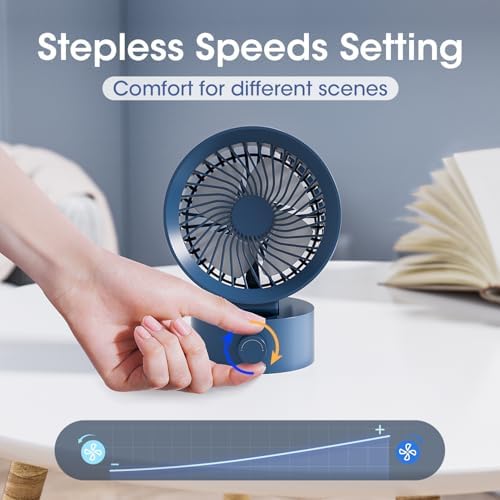 KinYiLO mini personal fan illustrating the integrated long USB power cable setup.
