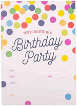 GSM Brands invitation pack displaying twenty printed cards with matching polka dot envelopes