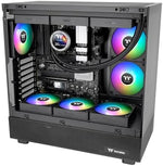 Thermaltake addressable LED computer fans connected together with a single motherboard sync wire.