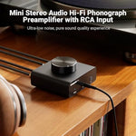 Premium compact turntable amplifier with three point five millimeter output port connection