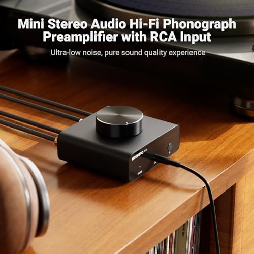 Premium compact turntable amplifier with three point five millimeter output port connection